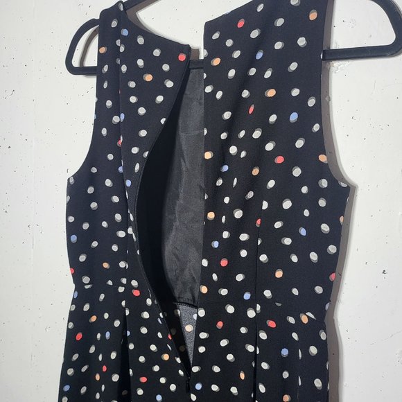 Elle Womens Sleeveless Pleated Polka Dot Midi Dress Size 6 Career Office Summer - Picture 4 of 11